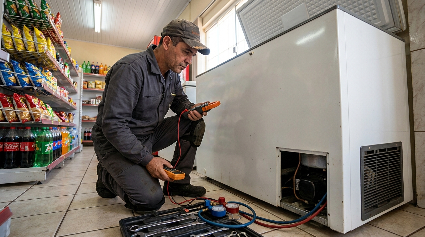 Reparo na placa eletrônica do freezer na Una, Guarapari‑ES